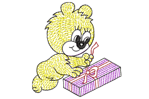 Cute Bear Opening Gift Box Embroidery Review