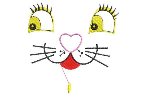 Cute Cartoon Cat Face Embroidery Design Review