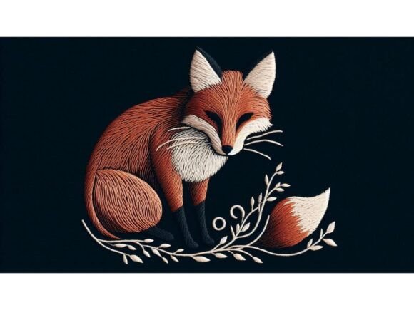 Delicate Embroidery-style Fox on a Dark Review