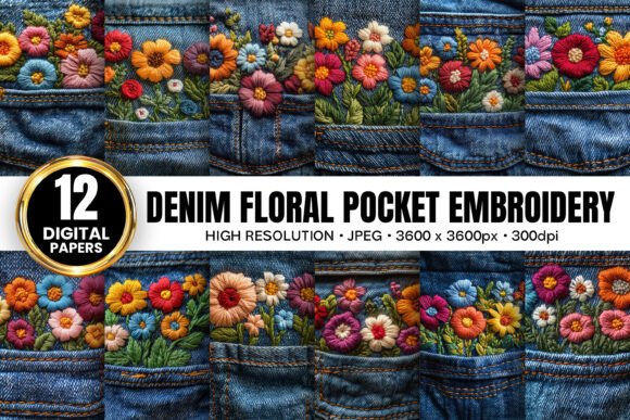 Denim Floral Pocket Embroidery Papers Review