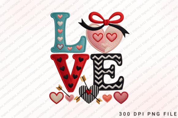 Love Valentine Embroidery PNG Design Review