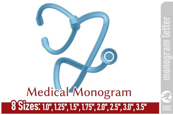 Medical Embroidery Monogram Letter J