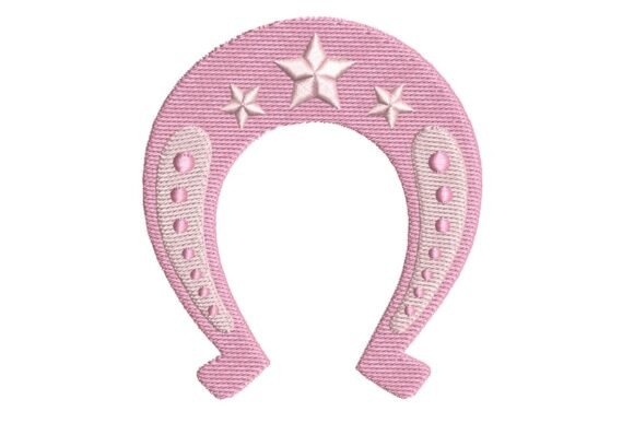Pink Disco Cowgirl Horseshoe Embroidery Design